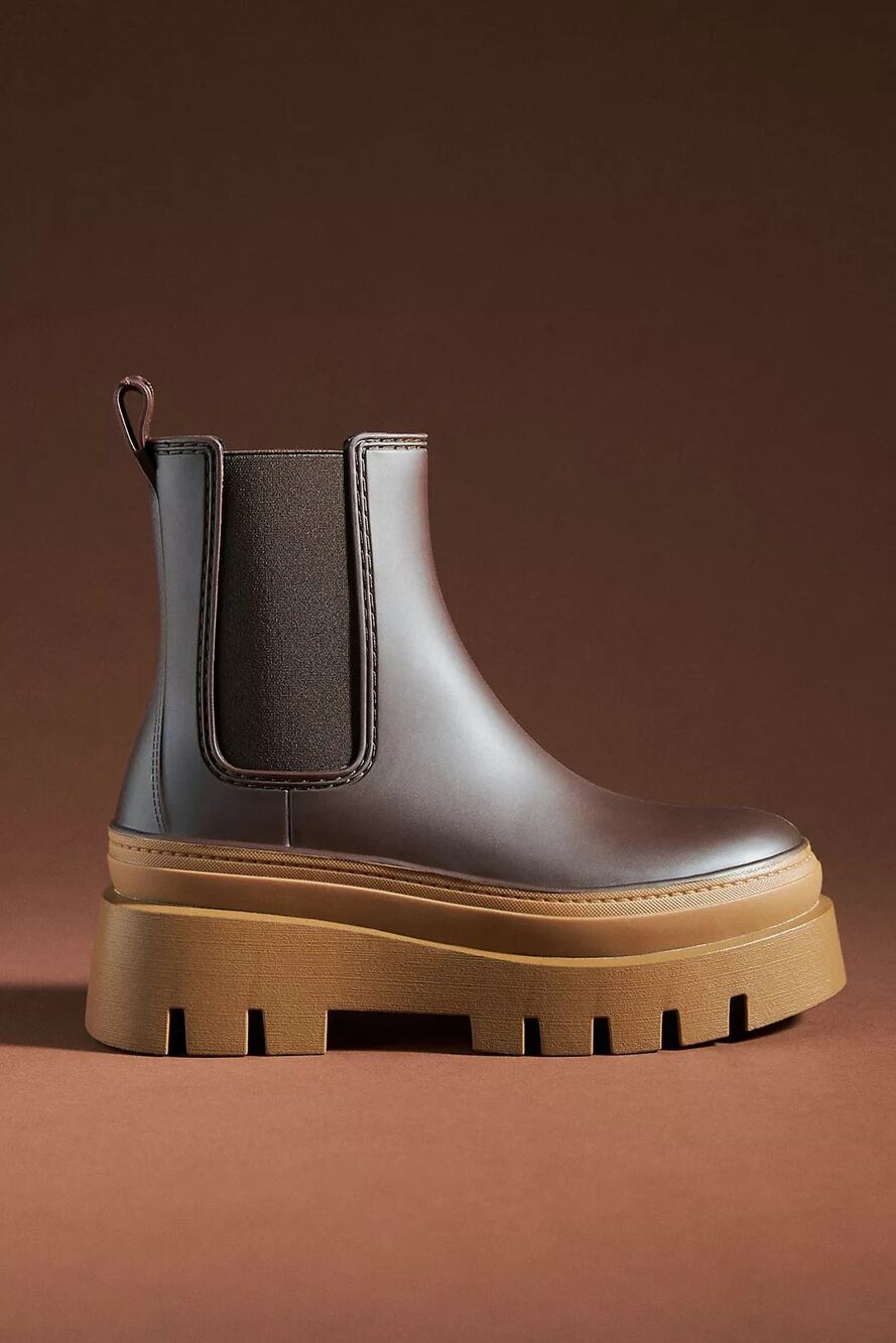 NWT Jeffrey Campbell Rain-Storm Chelsea Boots Brown Size 8